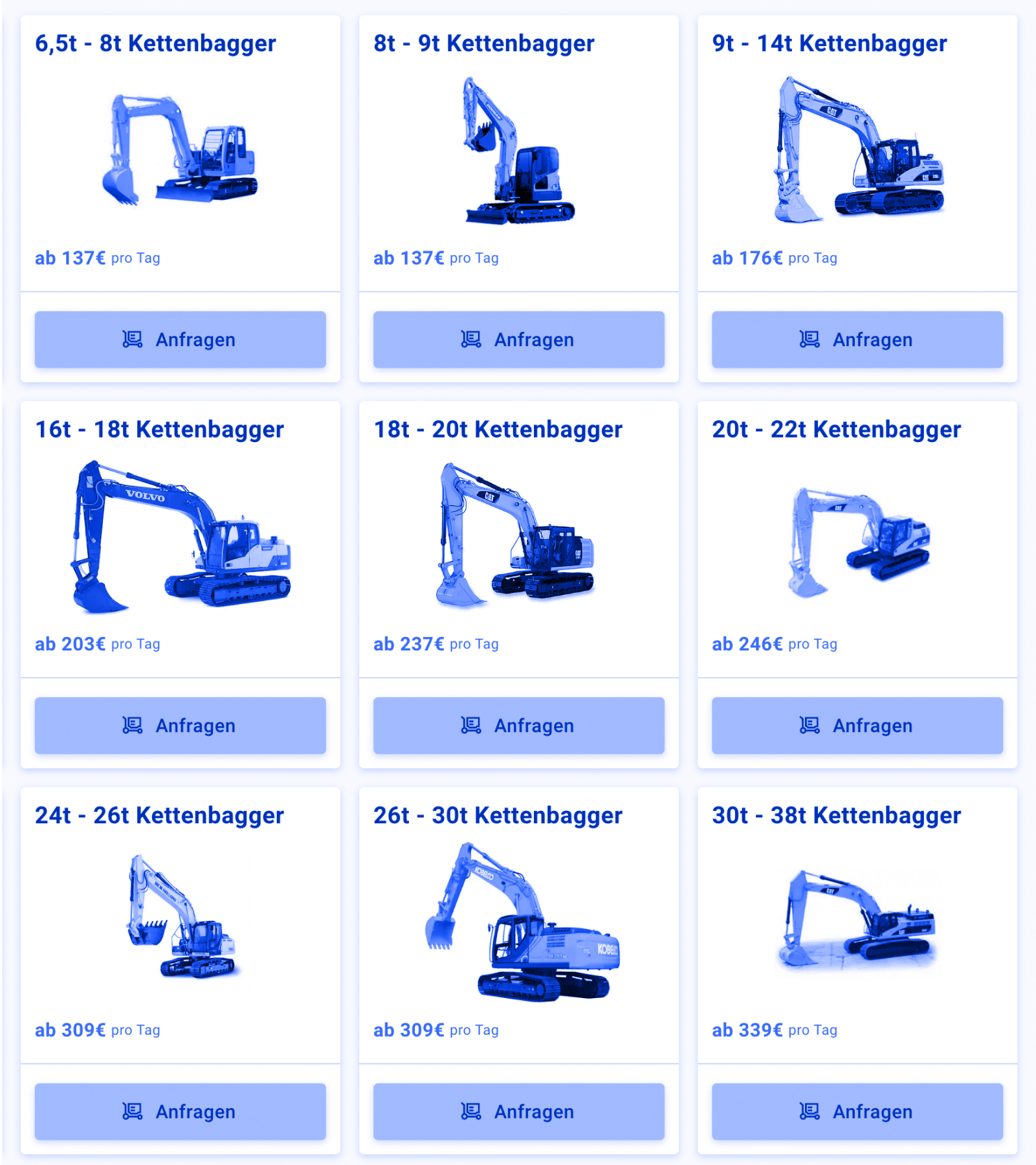 Klickrent crawler excavator product catalog